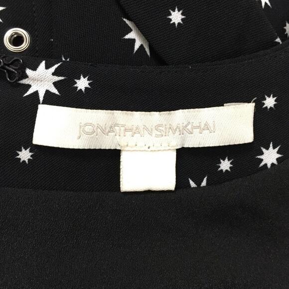 Jonathan Simkhai Star Print Puff Sleeve Wrap Mini Dress Black Size 12 - Picture 6 of 7